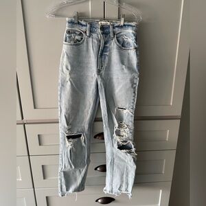 Abercrombie & Fitch The Ankle Straight Ultra High Rise Ripped Jeans size 25